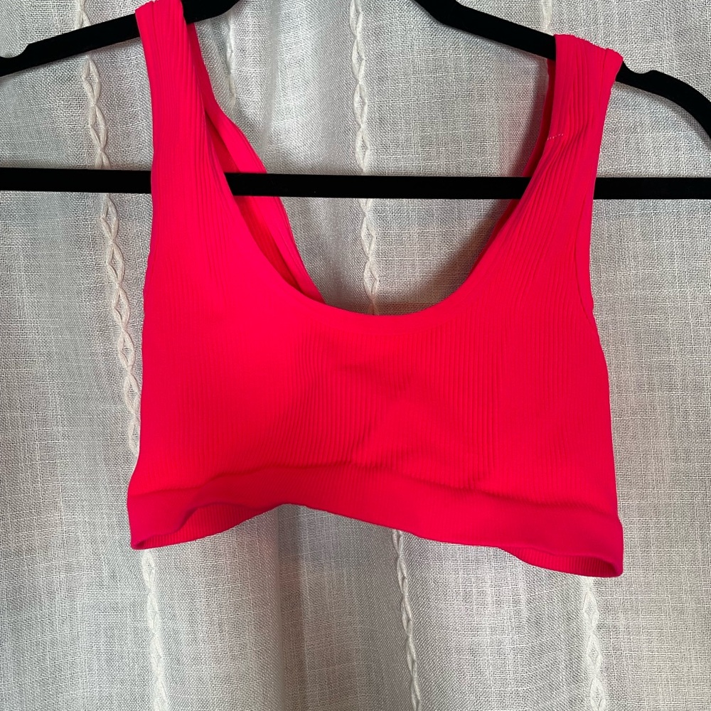 FP Movement by Free People Neon Pink Ribbed Sports Bra